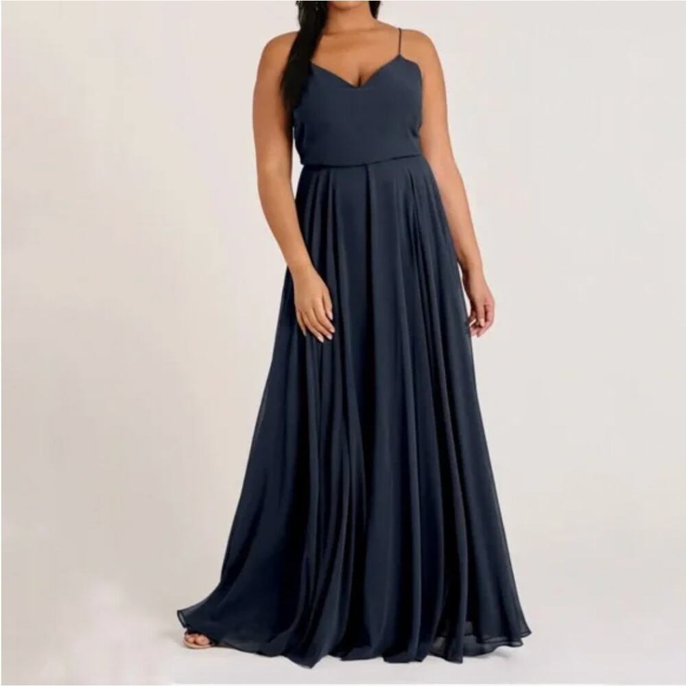 Jenny Yoo Inesse Chiffon V-Neck Spaghetti Gown‎ Size 2